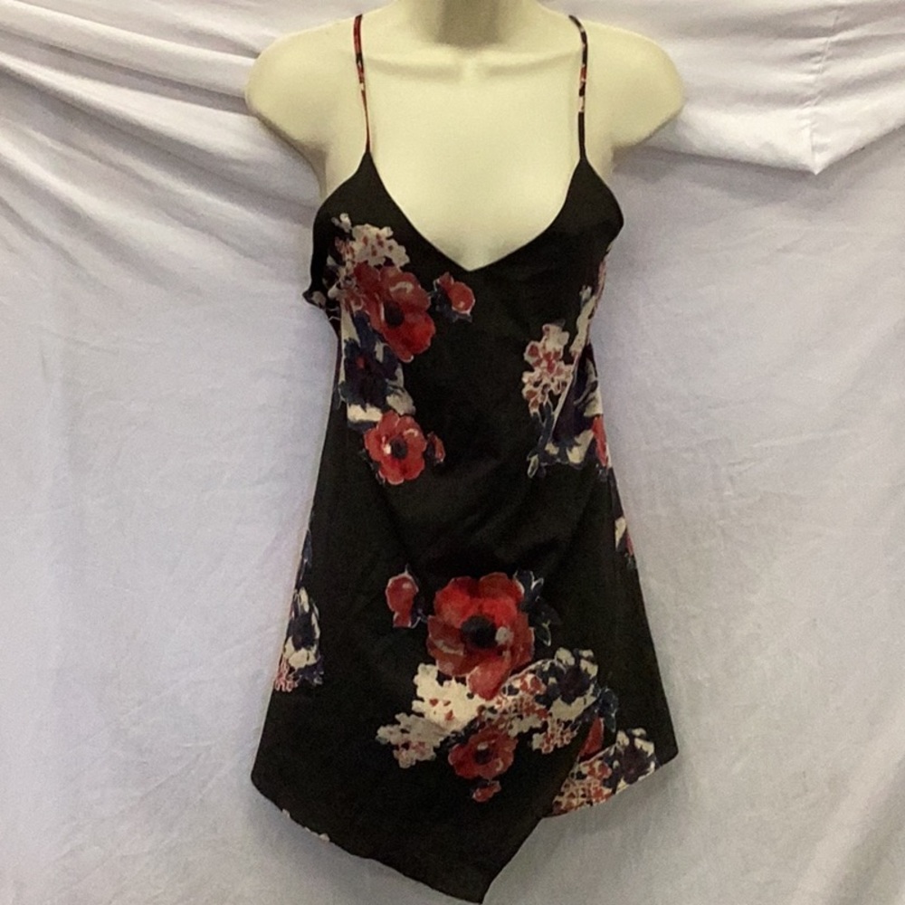 Free people floral black mini dress.